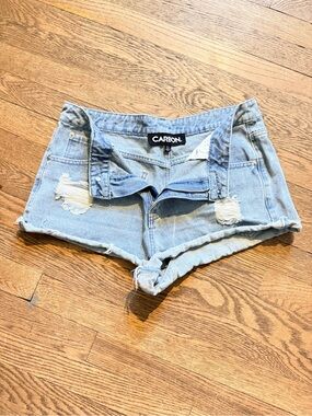 Carbon Light Wash Distressed Denim Shorts